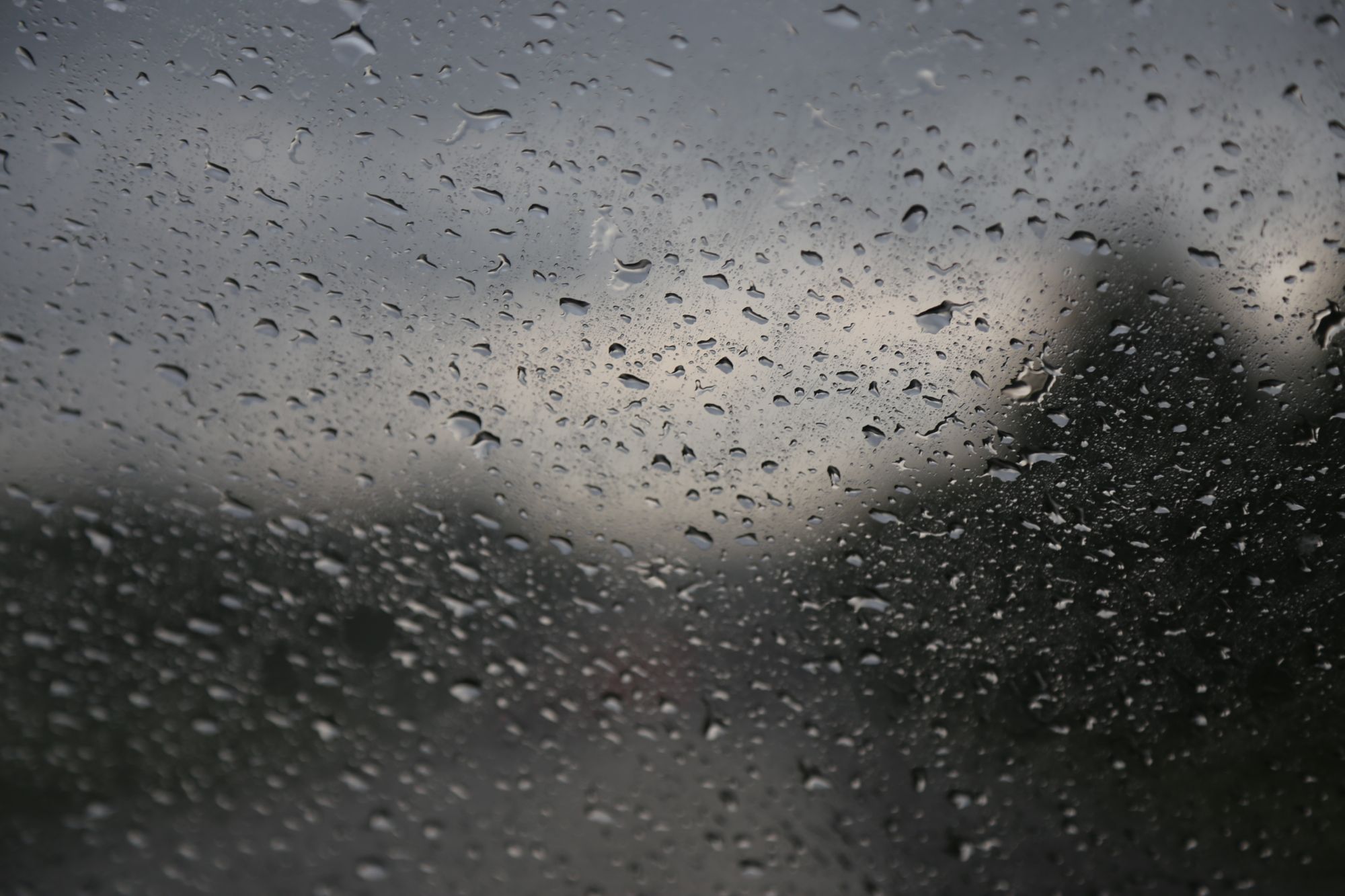 View through the front windshield.