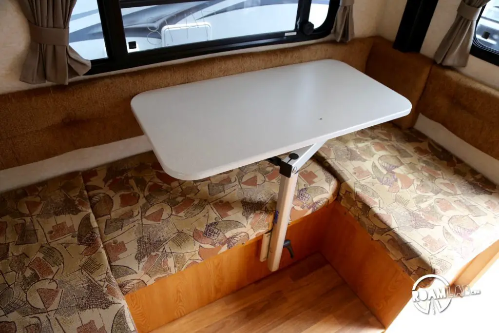 This is an excellent example of a table that is just too small. If all the table is used for is eating frozen dinners for two, then it is perfectly passable, but two laptops could barely fit on this setup.