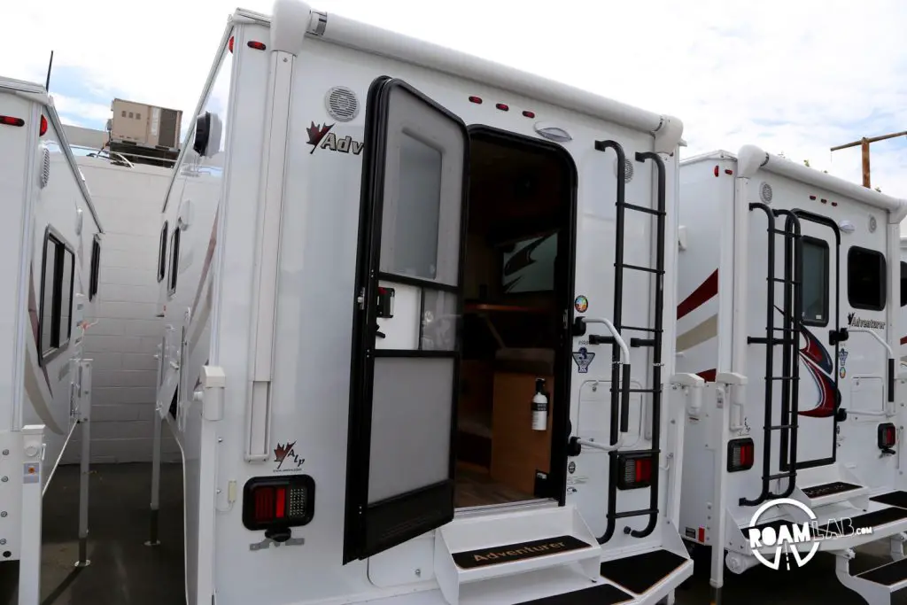 These non-popup campers have much more solid frames, which also allows for full sized doors and enclosed bathrooms. 