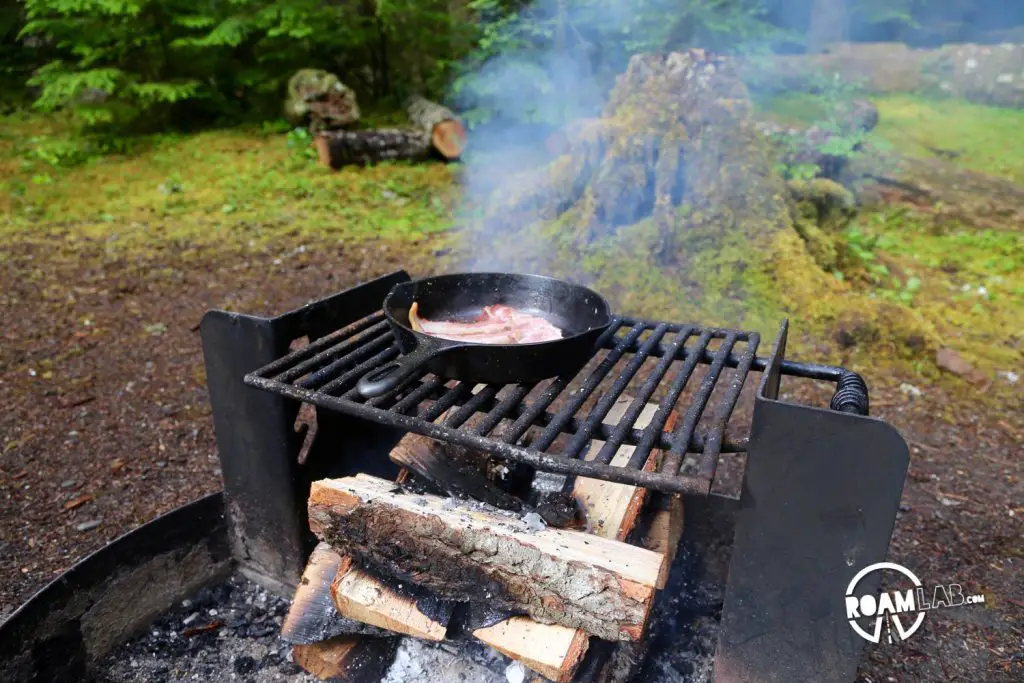 I had a wimpy fire at my disposal for cooking bacon.