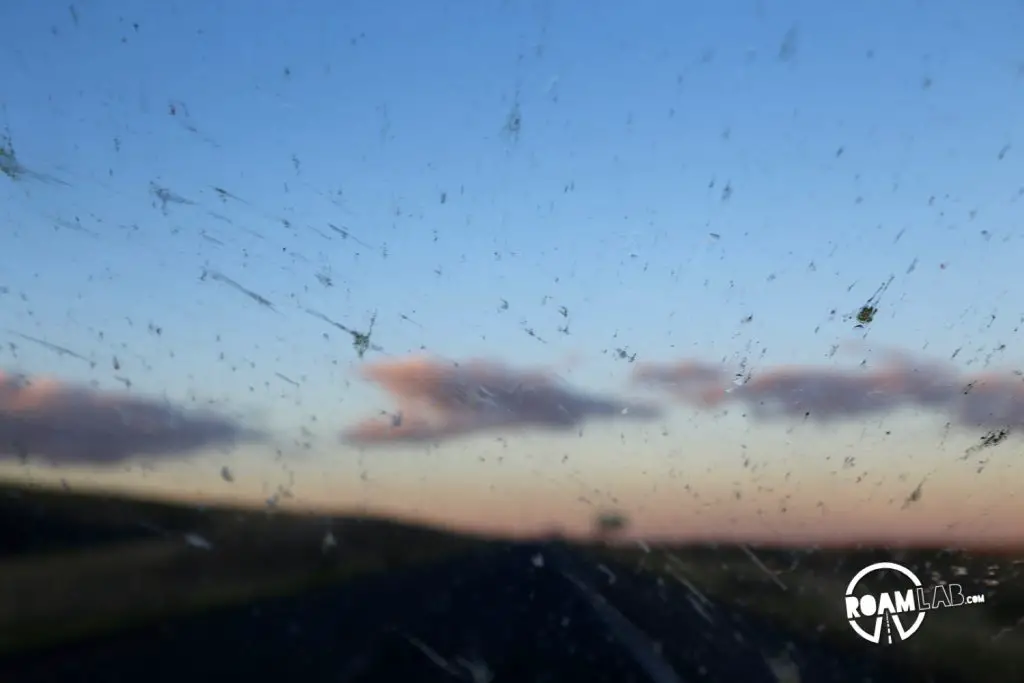 The final confirmation that we were not dealing with rain: the smear on the windowshield.