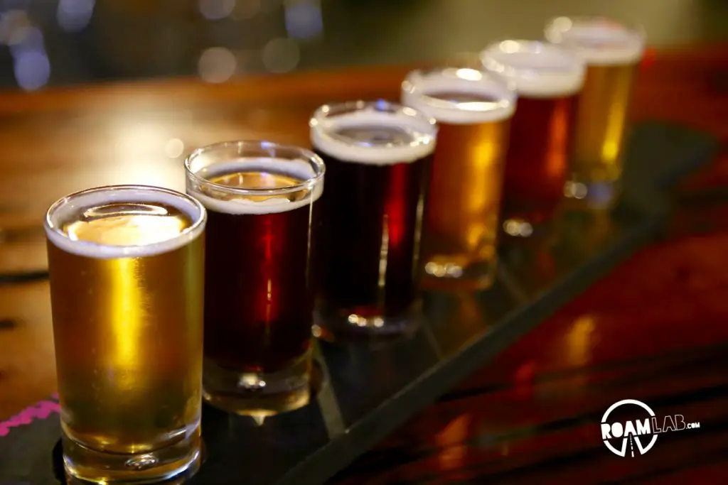 Flight of beers from Lewis & Clark Brewing Company.