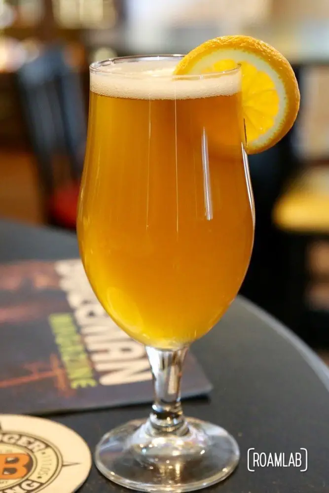 We settled on sharing a pint of the Bone Dust White Ale from Bridger Brewing Company.