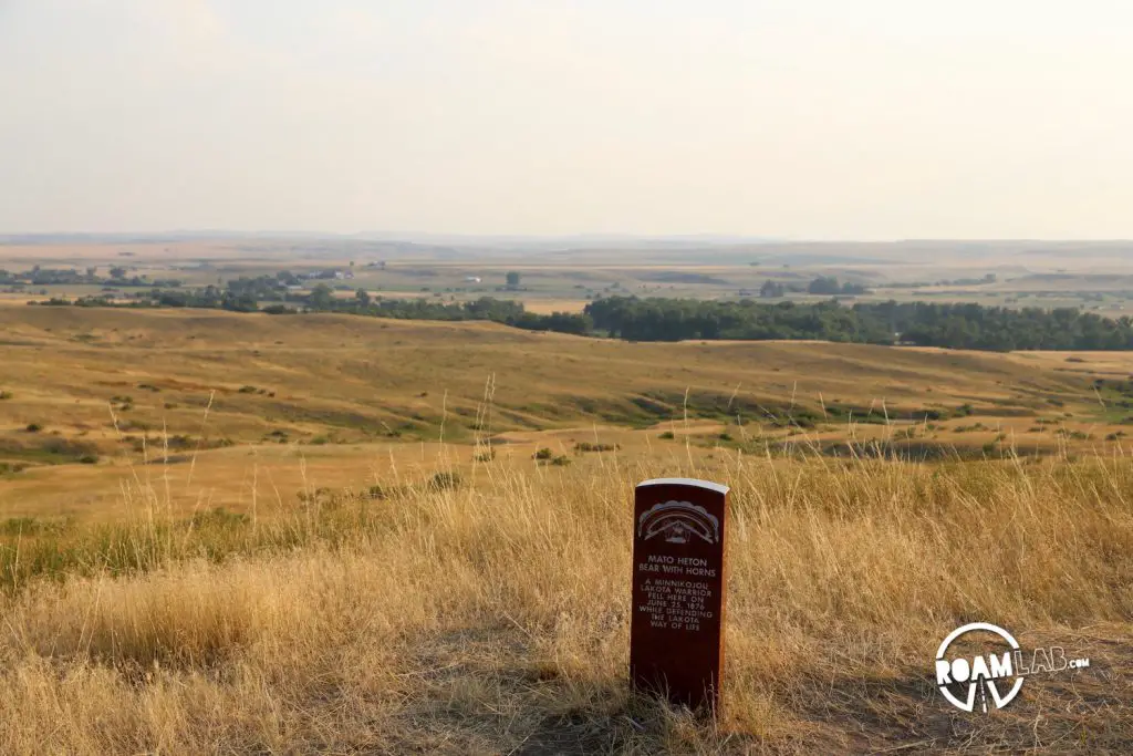 Gravestone recognizing the resting place of Bear with Horns, a Minnikojou Lakota Warrior.