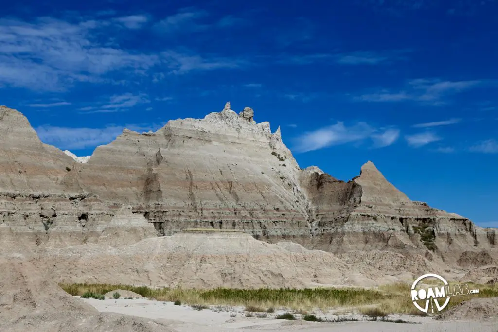 Fossil rich bluffs embrace the Fossil Trail. Different stripes of sediment represent different periods and can hold different fossils.