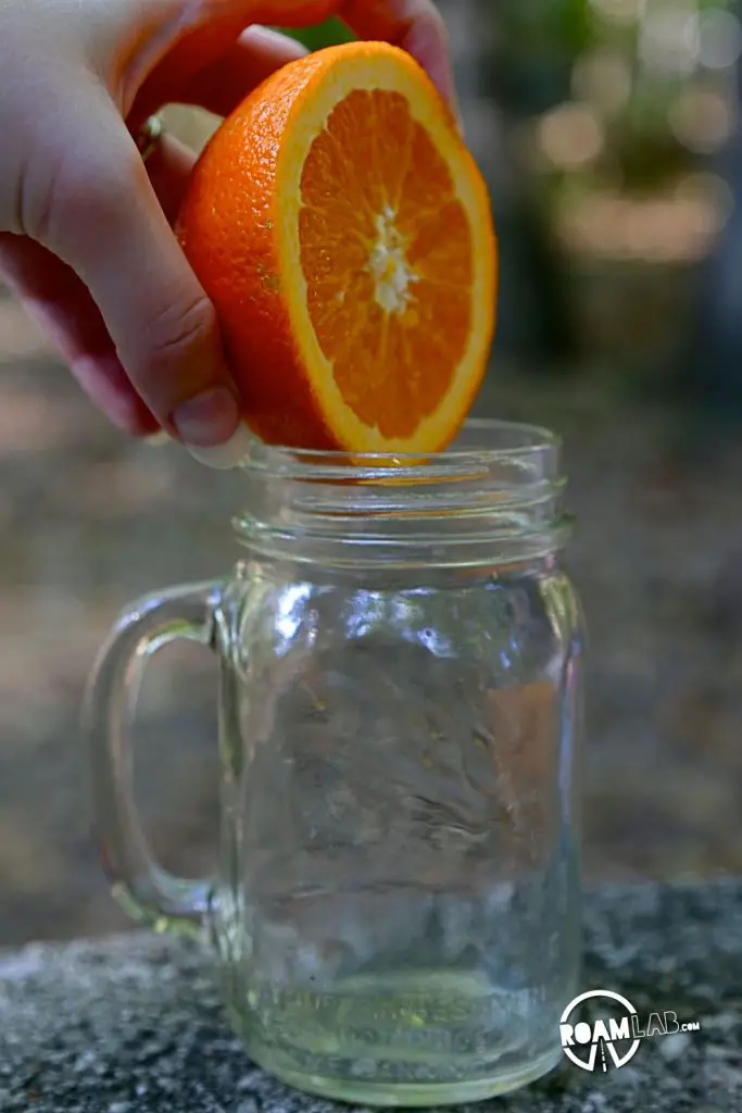 We only need the orange peels to cook the Big Boys & Girls Boozy Campground Orange Sticky Rolls but the juice can still serve a complimentary purpose.
