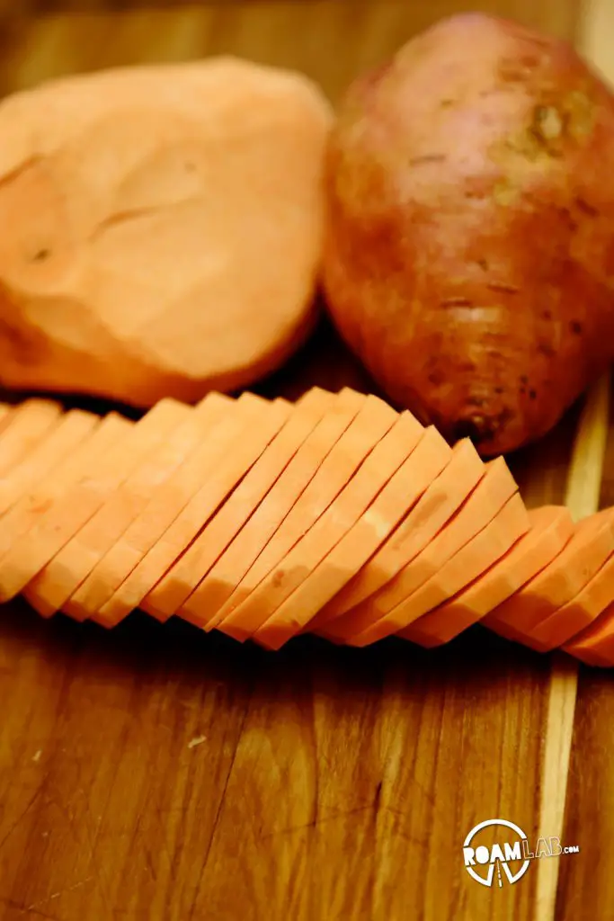 Getting those veggies in with some roasted sweet potato and kale.