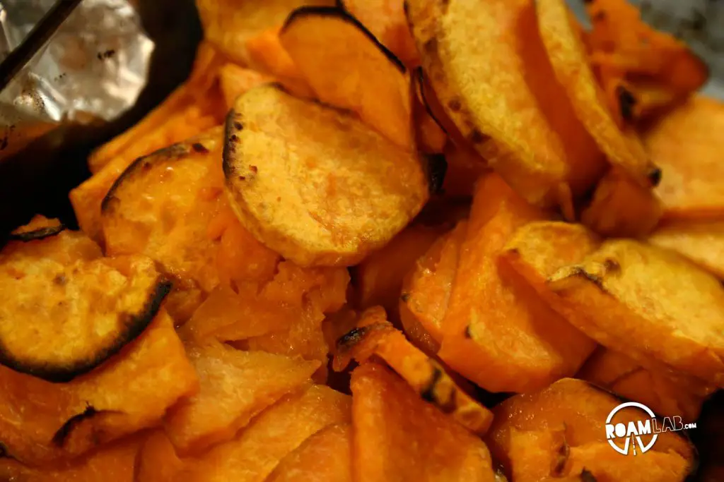 Roasted sweet potato, ready to eat! Getting those veggies in with some roasted sweet potato and kale.