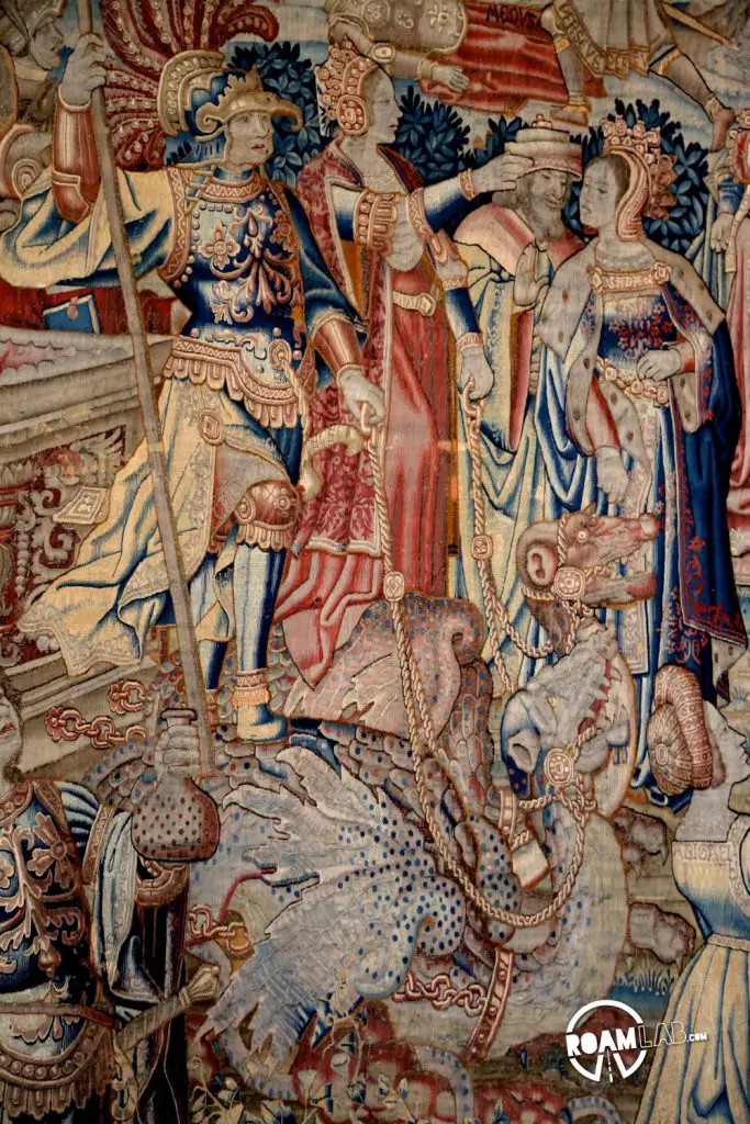 Intricate tapestries on the walls of the Biltmore depict some pretty bizarre scenes from the Bible.