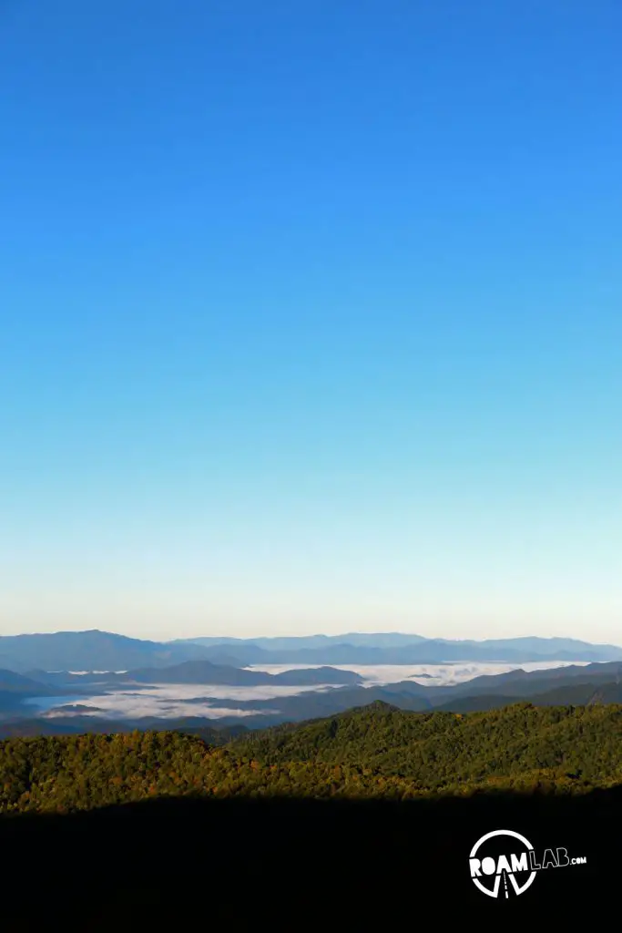 The next morning, we left the campground and returned to the Blue Ridge Parkway for visions of mist still rising with the dawn in the Appalachian Mountains.