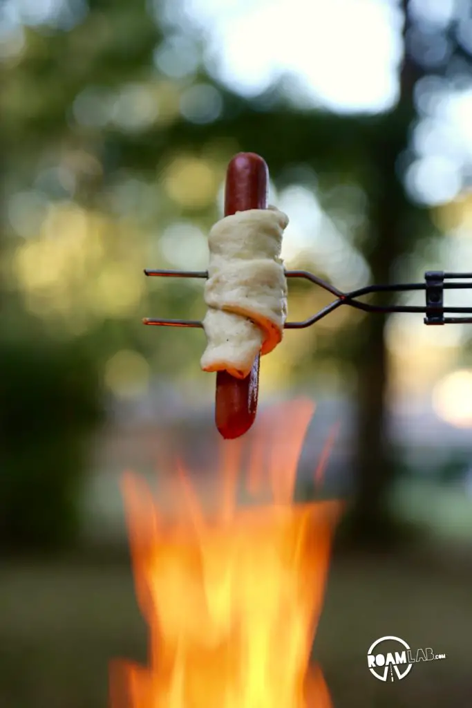 The Spit Fire Hotdog Wrapped In Pastry is the ultimate compromise between a lazy and a lavish campfire dinner recipe.  You can keep it simple or add any and all twists to make it the perfect expression of you...for your tummy.