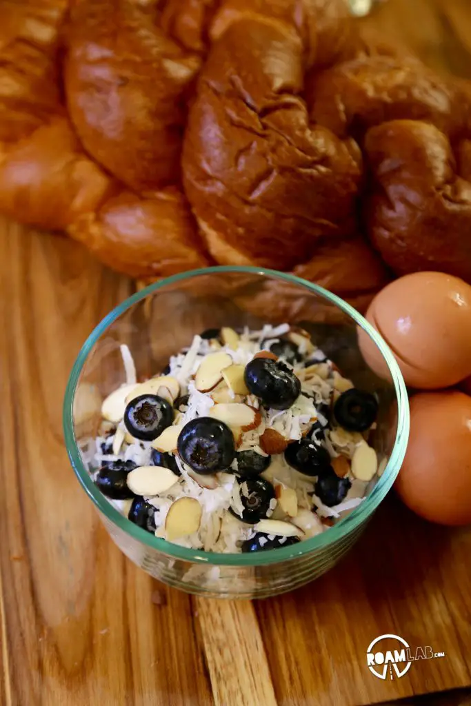 There is a day of adventure ahead of us, and it all starts with a little breakfast number that I like to call: Camper's Blueberry Almond Stuffed French Toast.