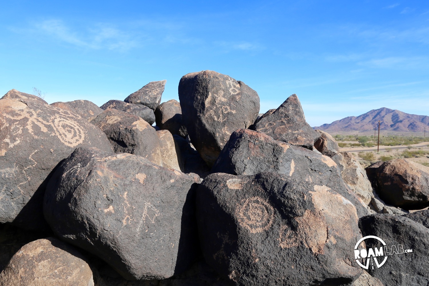 Painted Rock Petroglyph Site is barely off highway 8 and a delightful break from the road.