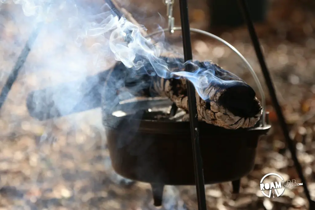 In this year's holiday haul, I got a dutch oven and cooking tripod. Obviously, it meant we had some cooking to do.