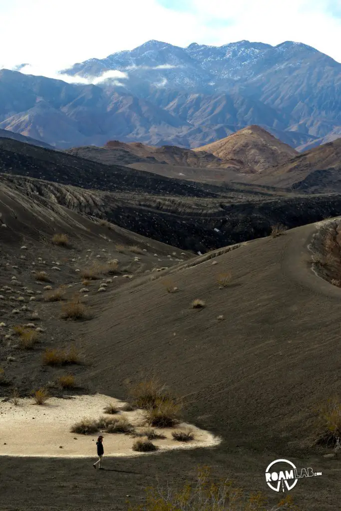 The road to the Racetrack Playa in Death Valley National Park is one long, brutal washboard past volcanic craters, Joshua Trees, and teakettles to a dry lakebed punctuated by a grandstand rock formation and sailing stones.