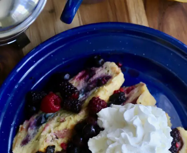 For mornings when we have time and a sweet tooth, we make some delicious Camper’s Berry French Toast Loaf