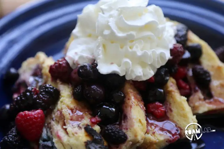 For mornings when we have time and a sweet tooth, we make some delicious Camper’s Berry French Toast Loaf