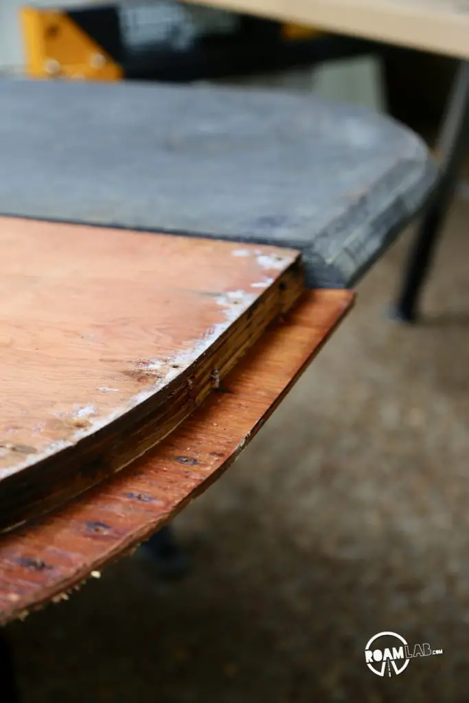 Here is s place where I deviated slightly from the original design.  In the interest of having as much material at bonding points, I beveled this edge rather than having a 1/4 piece of plywood account for that entire overlap point.  I feel justified in my decision.