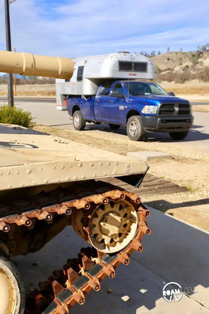Facing down the tank at Fort Hunter-Liggett.