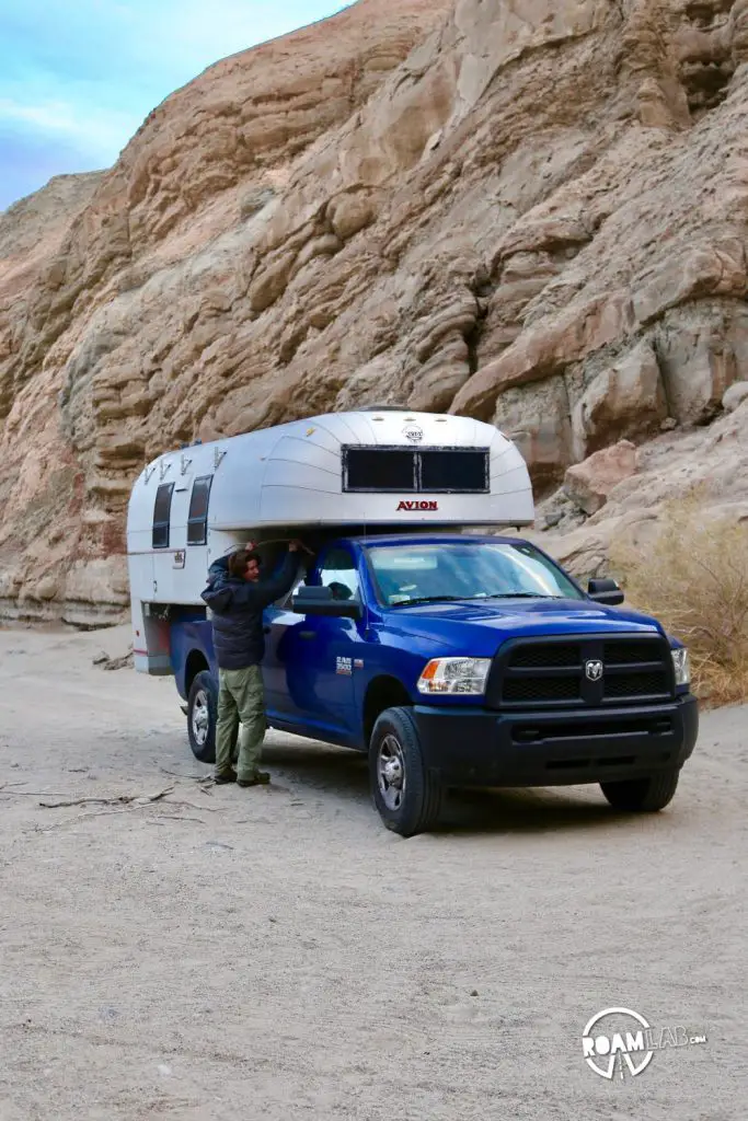 Locked out of our Avion Ultra C11 truck camper in the Palm Slot Canyon of Anza-Borrego Desert State Park