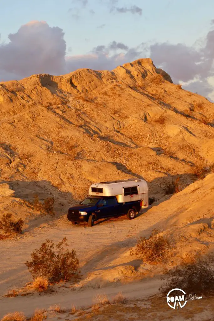 A windy campsite in Arroyo Salado Campground in Anza-Borrego Desert State Park
