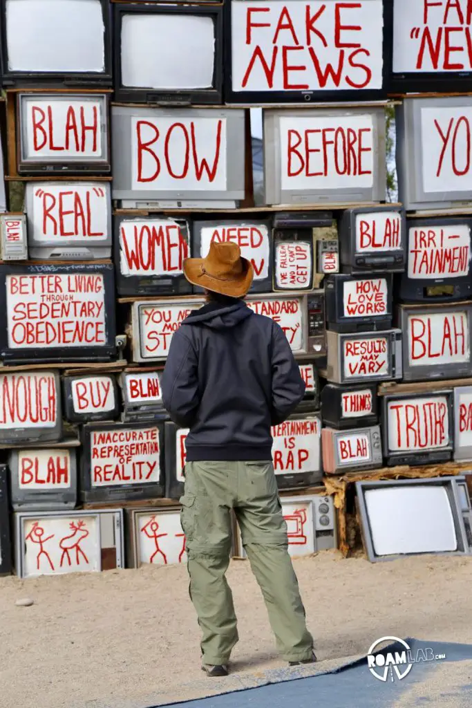 TV WALL by Flip Cassidy on display in East Jesus, Slab City