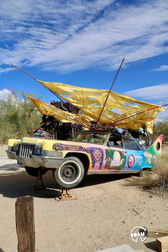 Flying car on display in East Jesus, Slab City