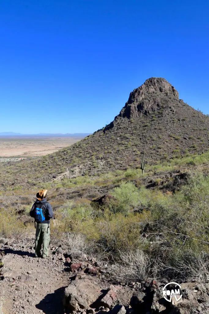Dwarfed by the landscape of Picacho Peak State Park, Arizona