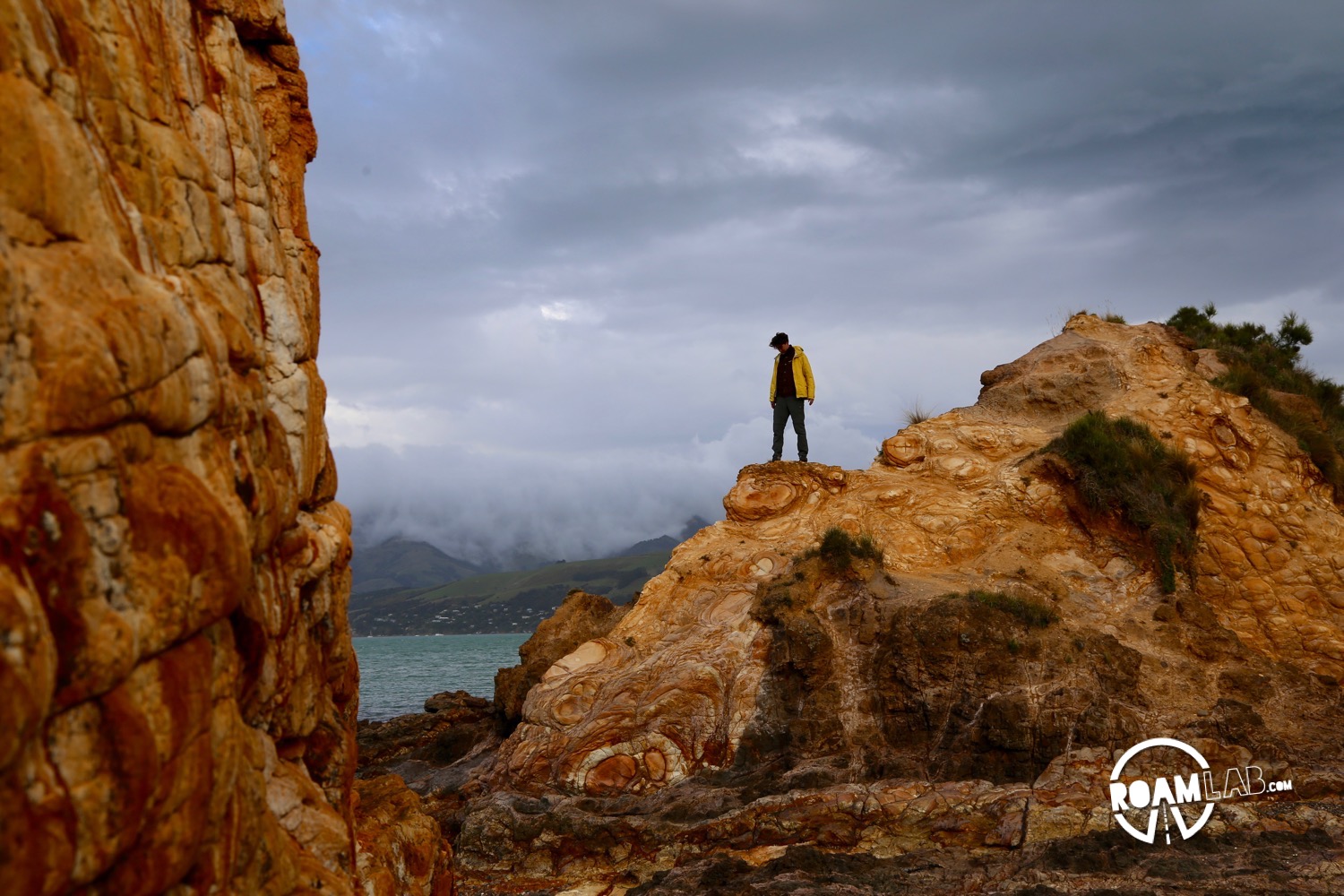 Driving to Christchurch to tramp (hike) the Onawe Track along the Onawe Peninsula between Barrys Bay and Duvauchelle Bay on New Zealand's South Island.