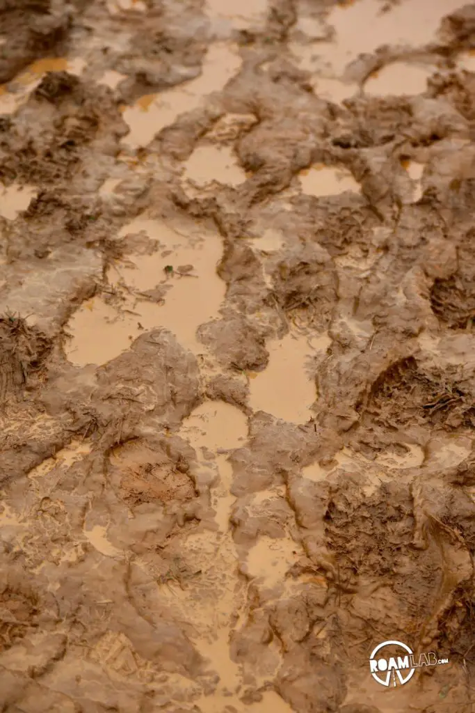 Muddy footprints at the Overland Expo East 2018