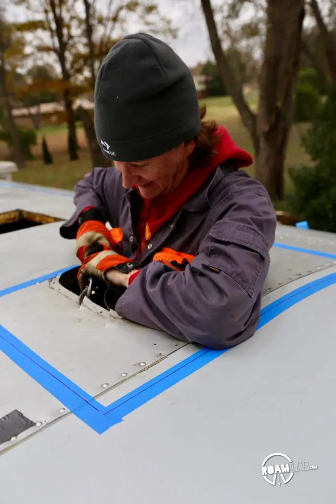 Installing a roof hatch into an Avion truck camper may be more complicated than expected but it's totally worth it!