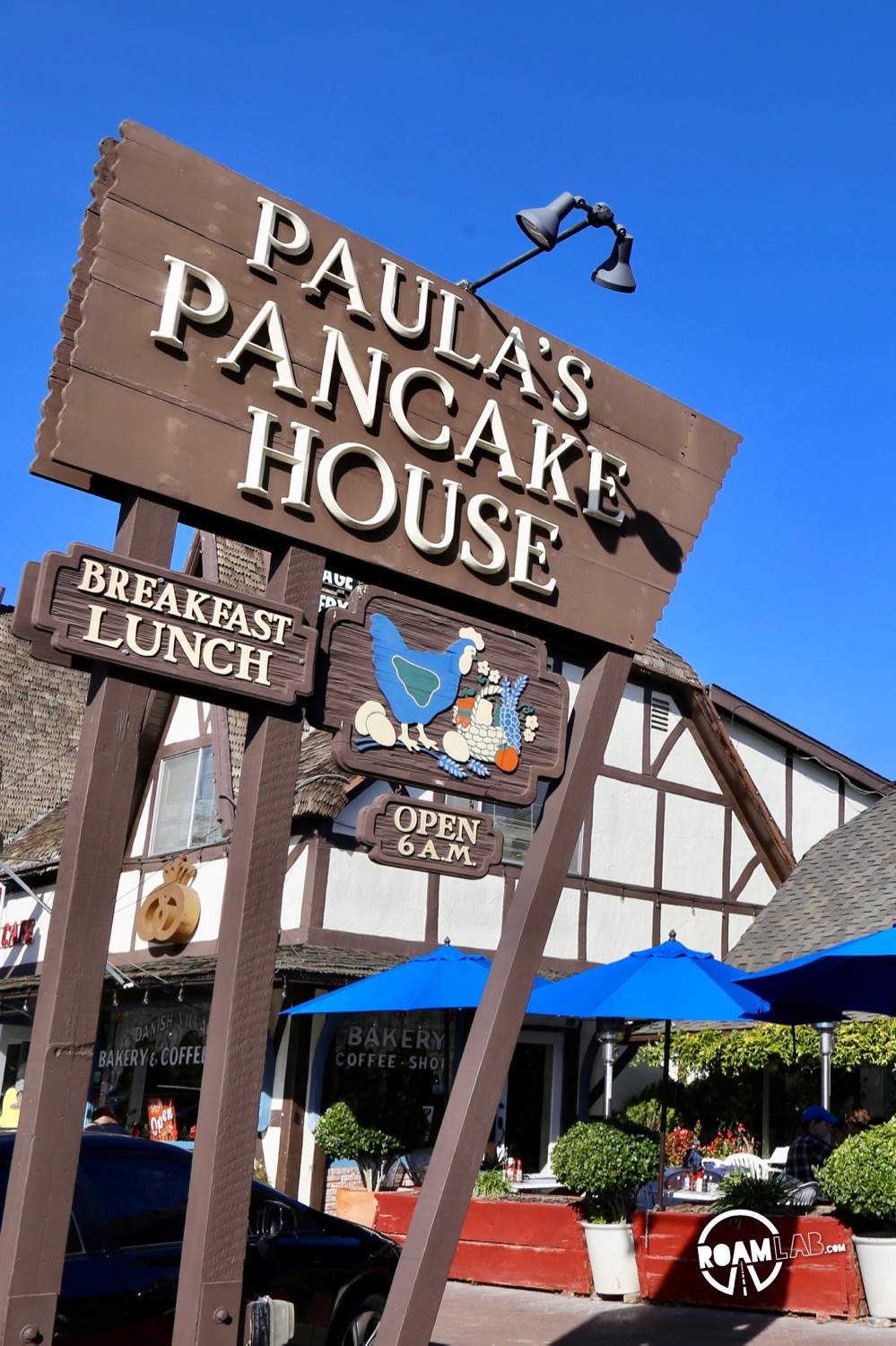 It's 10AM but I am waiting to eat because we are half an hour outside of Solvang, California and I'm craving Danish pancakes from Paula's Pancake House.