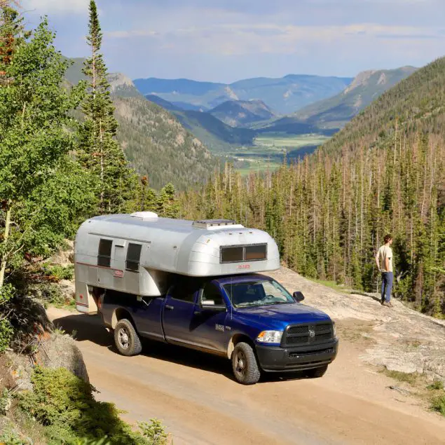 1970 Avion C11 Truck Camper on Old Fall River Road in Rocky Mountains National Park