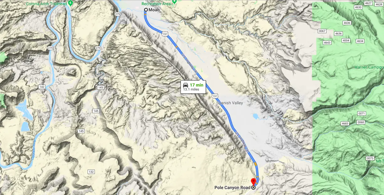 Map outlining Rimrocker Trail detour on the 191