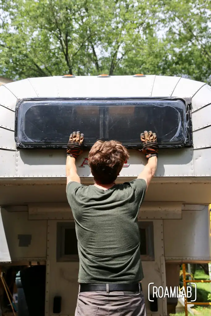 Step-by-step DIY replacing of a leaky vintage truck camper cabover window by installing a new, double paned, aerodynamic, and modern RV window.