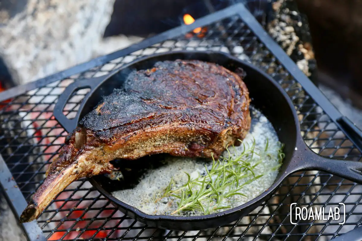 Tomahawk Steak Campfire Cooking Dinner Recipe Roam Lab