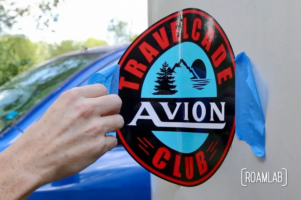 Like most classic campers, our Avion truck camper came with many stickers to mark its identity and affiliation. One of the classic stickers is for the Avion Travelcade Club. While the club is long gone, the sticker is a piece of history - faded, peeling history. So, we decide it is time to replace the old sticker with a new, vinyl reproduction.