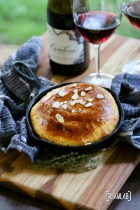 Campfire almond apricot baked brie