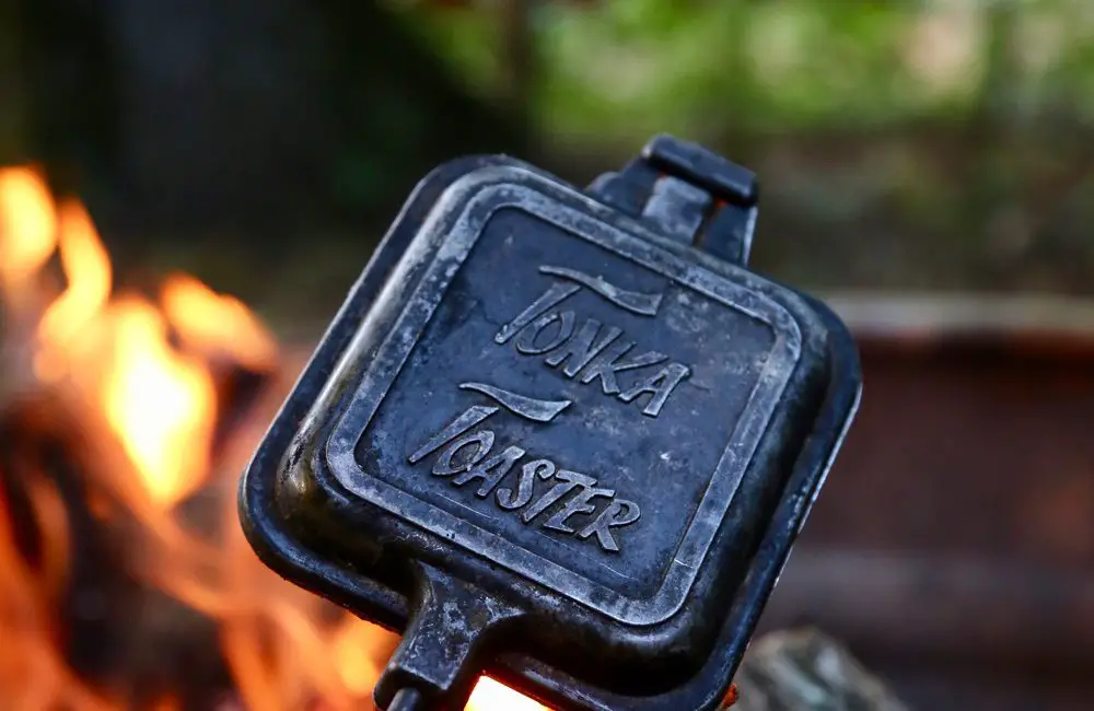 Tonka Toaster pie iron over the campfire