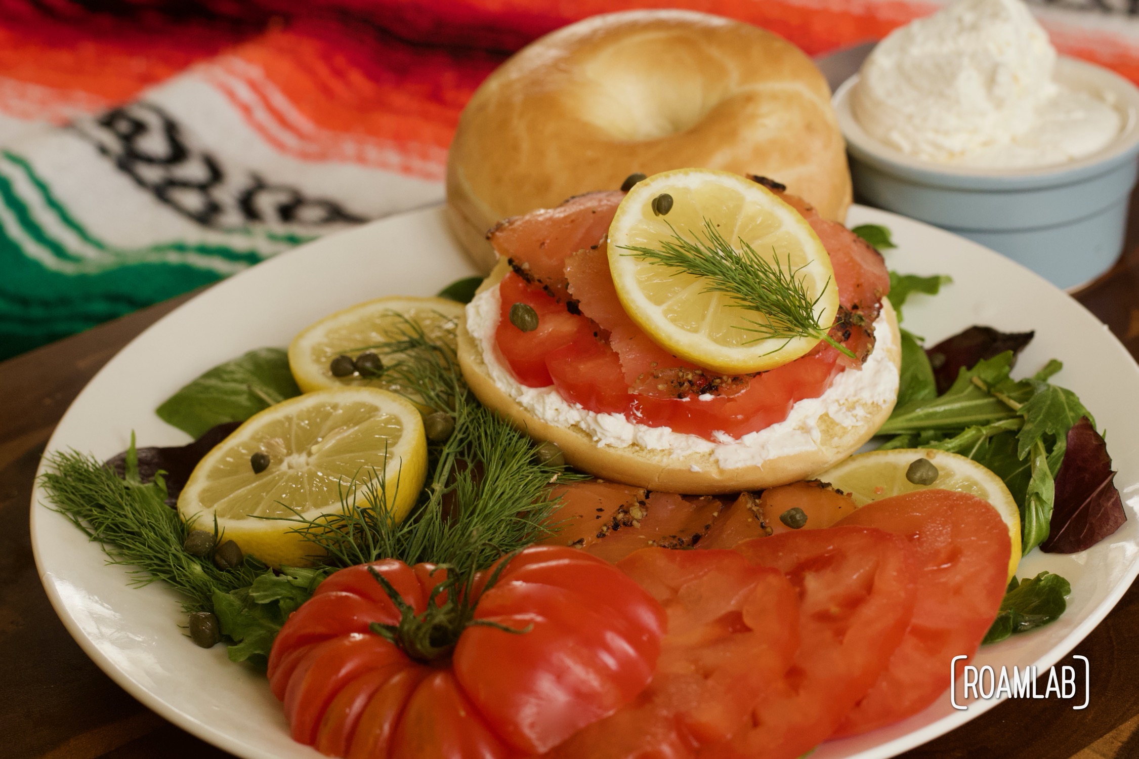 Smoked Salmon Bagel with Lemon & Capers Cream Cheese