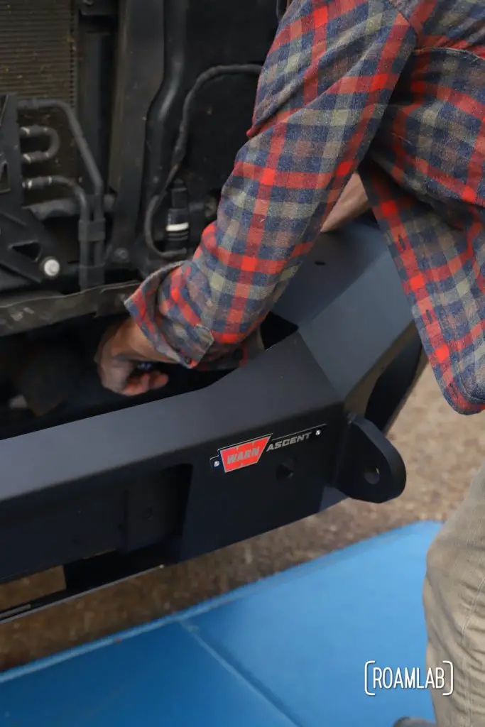 After removing our 2015 Ram 3500 truck's grille and front bumper, it's time to finally install our new Warn Ascent Front Bumper for our overland adventures.