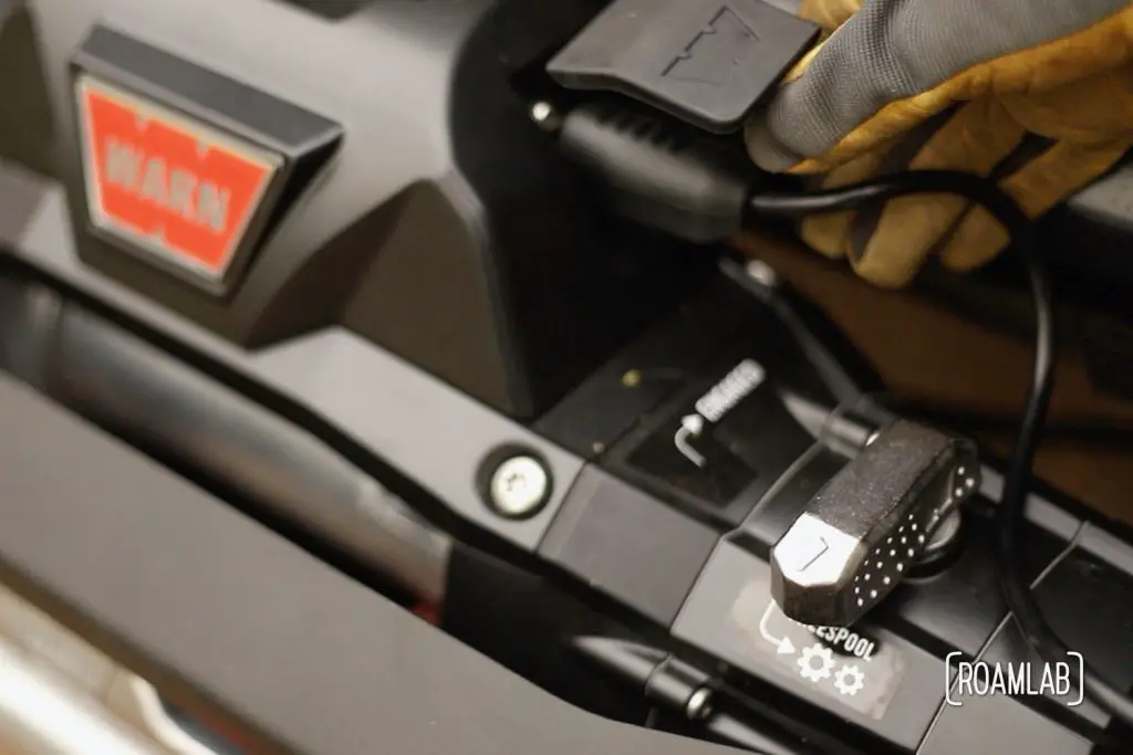 Properly spooling synthetic rope onto our Warn Zeon 12-S winch is a critical first step in preserving the integrity and lifespan of this strong, light rope.