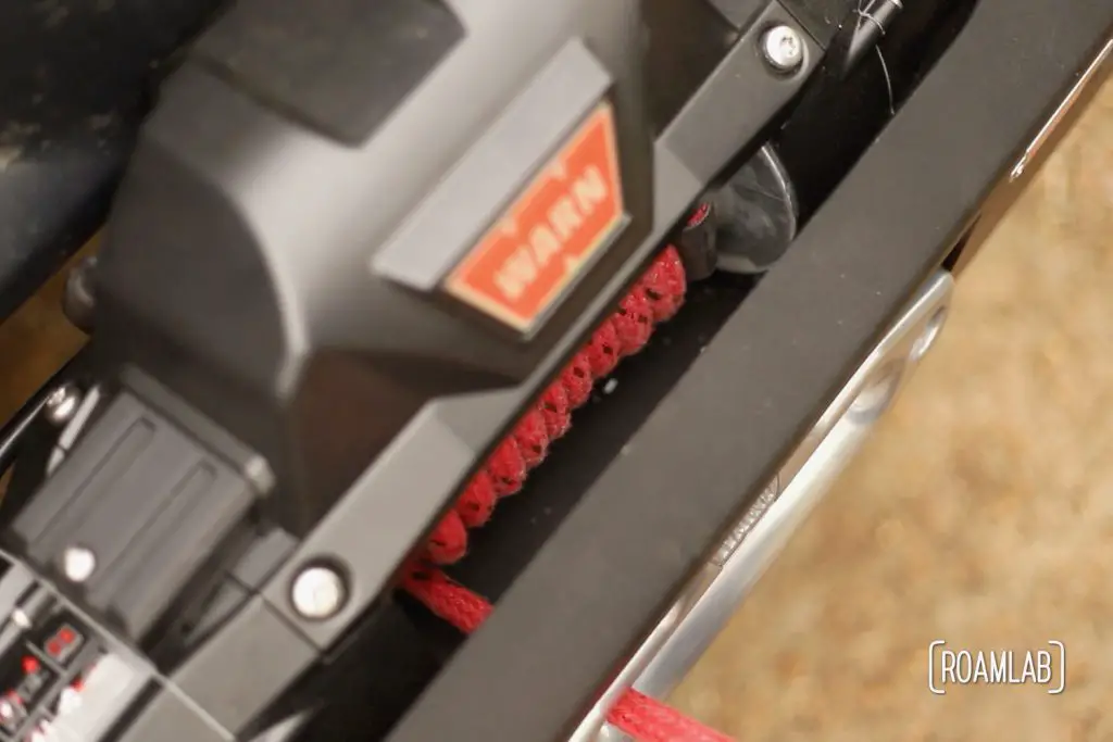 Properly spooling synthetic rope onto our Warn Zeon 12-S winch is a critical first step in preserving the integrity and lifespan of this strong, light rope.