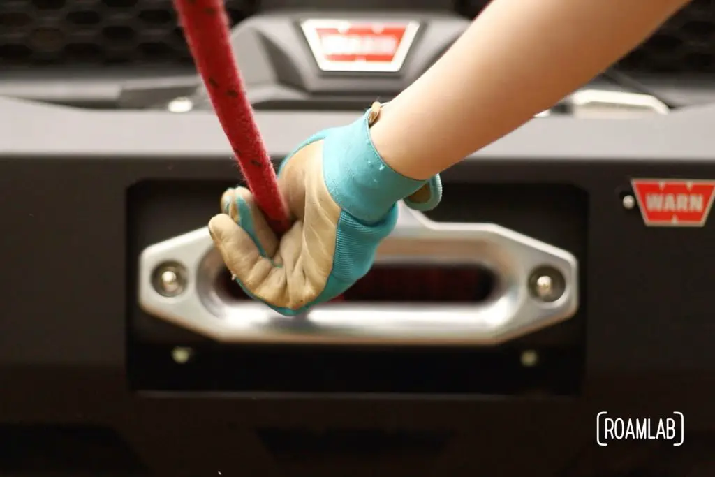 Properly spooling synthetic rope onto our Warn Zeon 12-S winch is a critical first step in preserving the integrity and lifespan of this strong, light rope.