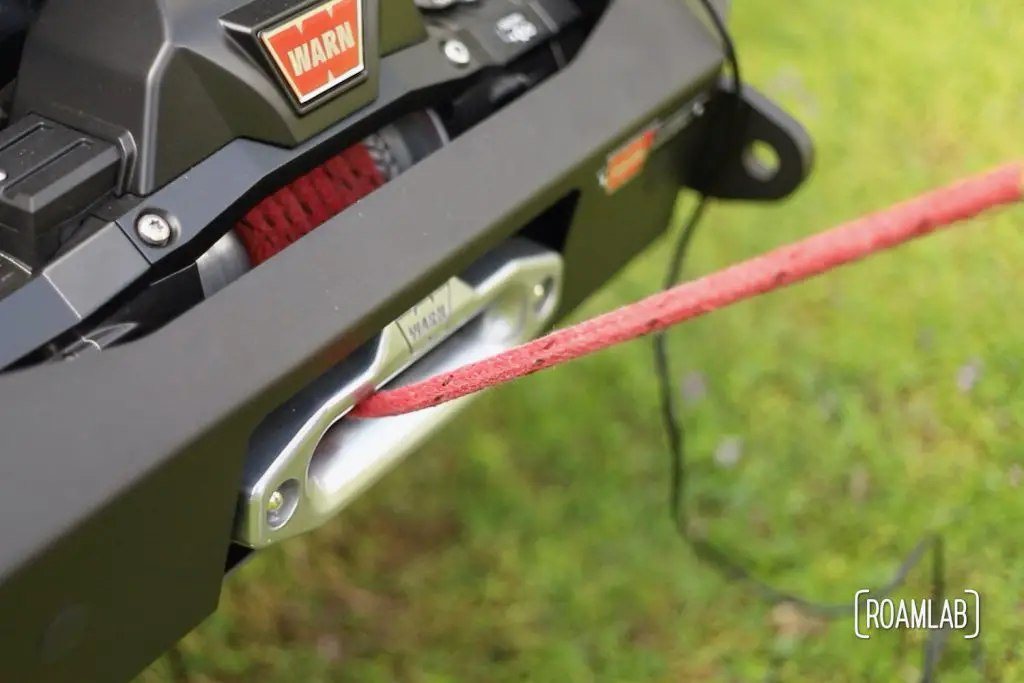 Properly spooling synthetic rope onto our Warn Zeon 12-S winch is a critical first step in preserving the integrity and lifespan of this strong, light rope.
