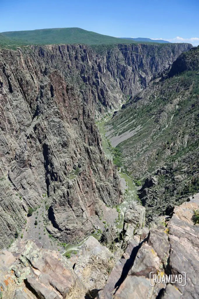 Looking down into the Black Canyon of the Gunnison National Park in Colorado
