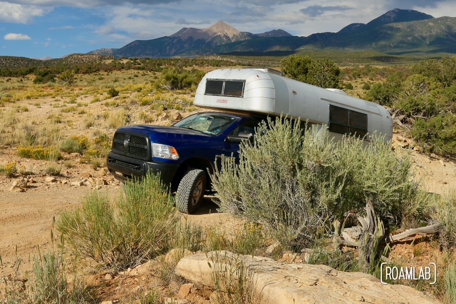 Vintage 1970 Avion C11 truck camper exploring the Utah desert on the Rimrocker off-road and OHV trail