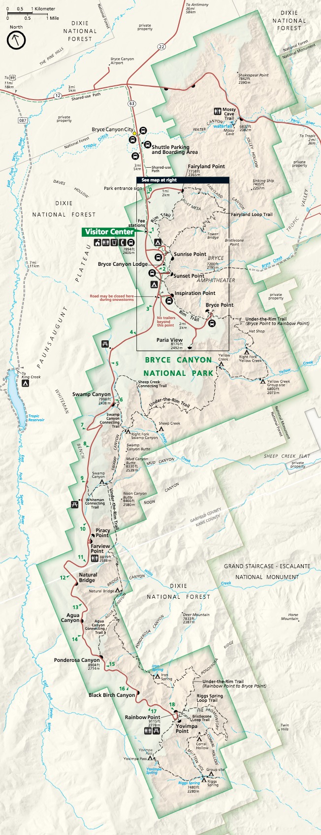 Bryce Canyon National Park map