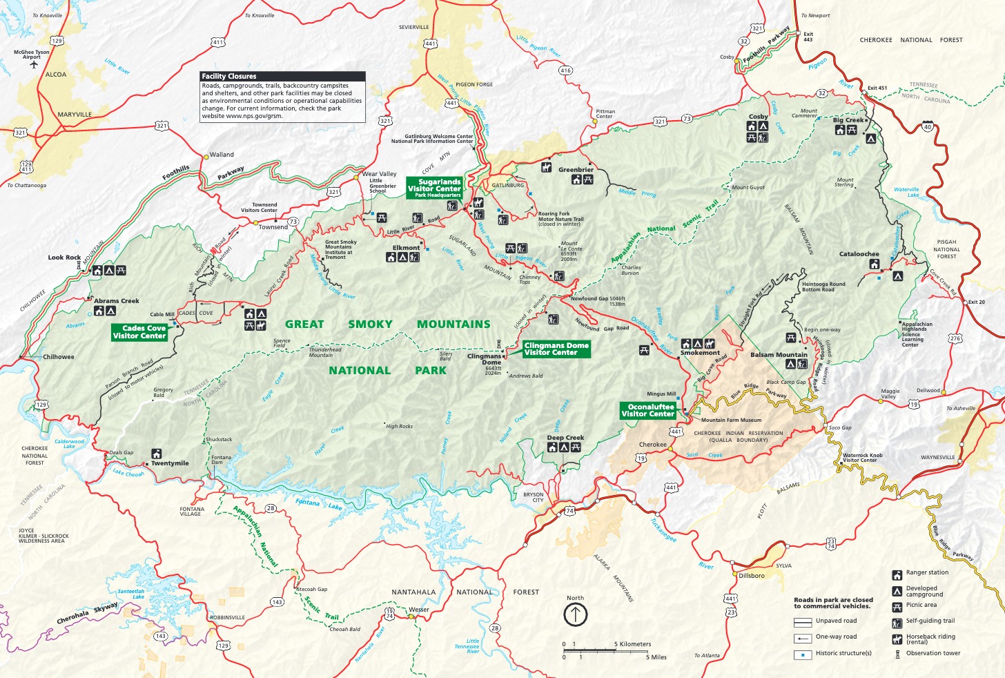 Great Smokey Mountains National Park Map