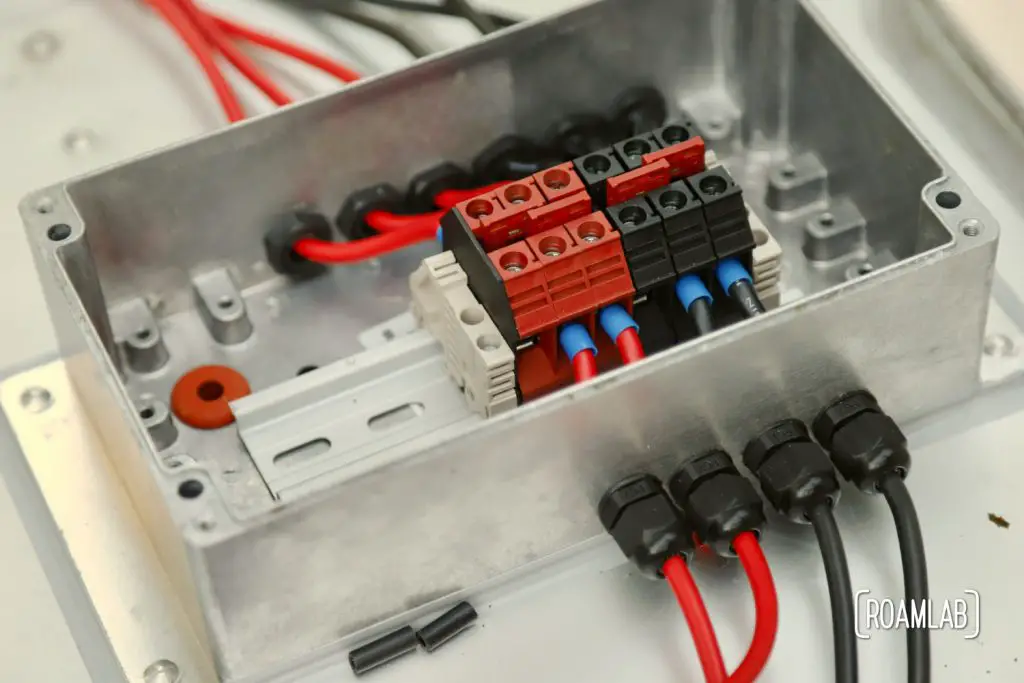 Aluminum rooftop junction box for solar panels.